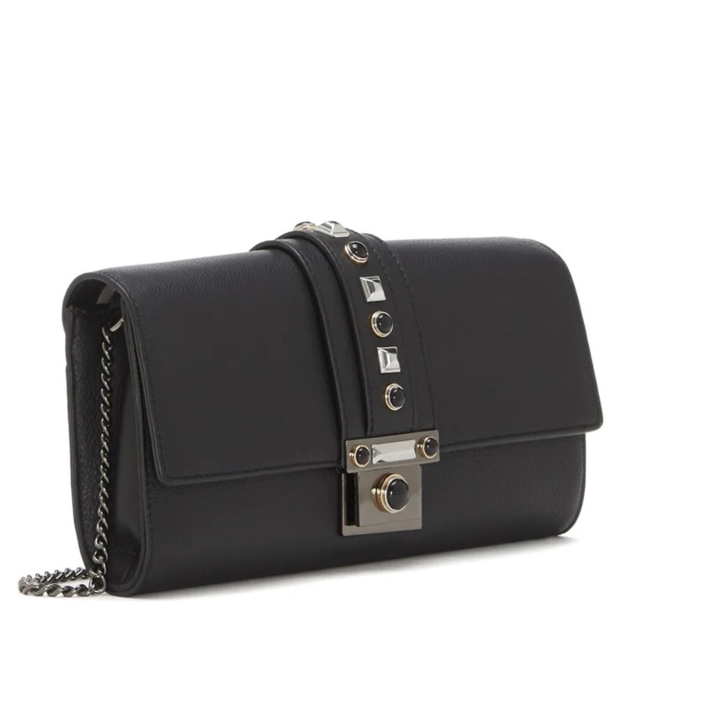 Vince Camuto Black Clutch with Silver Accents